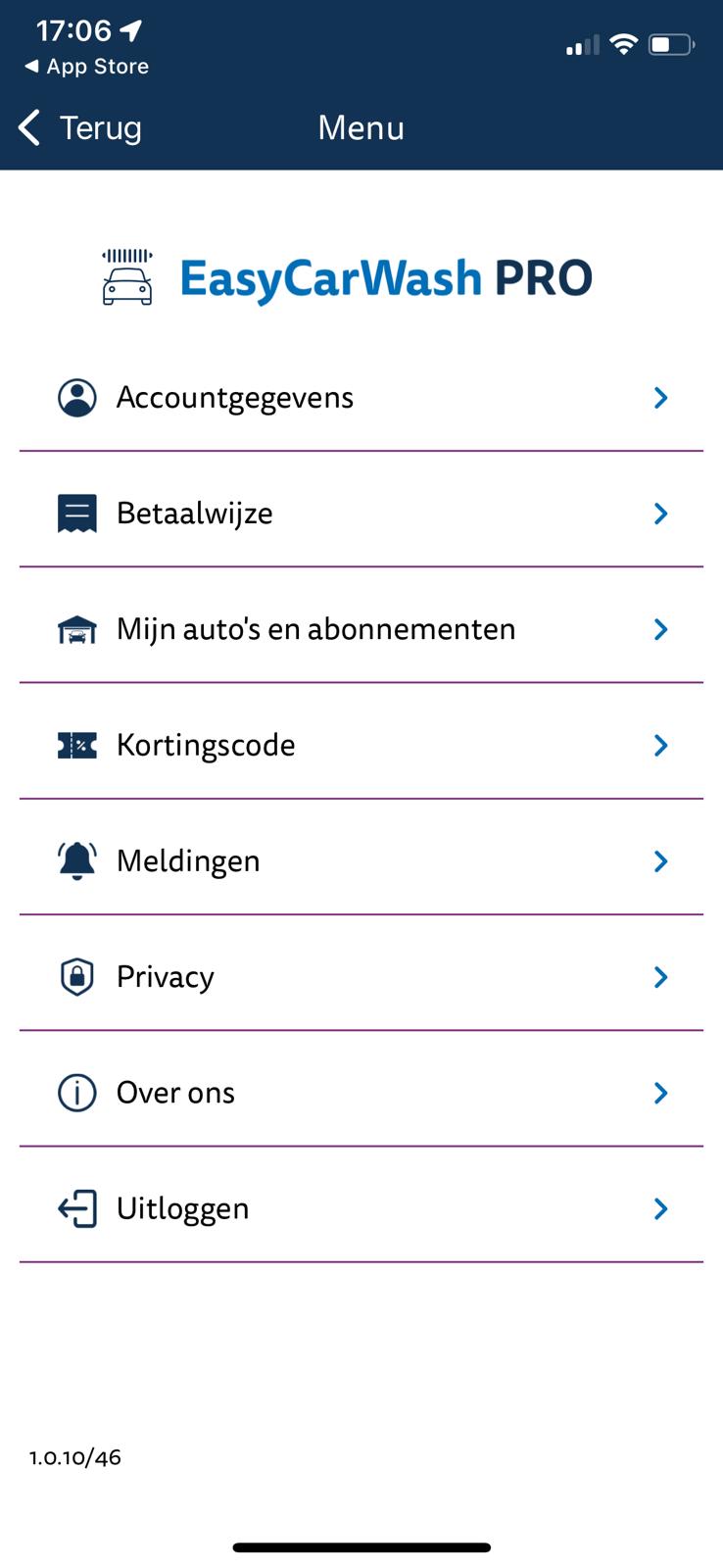 Kortingscode kiezen in het menu van EasyCarWash Pro