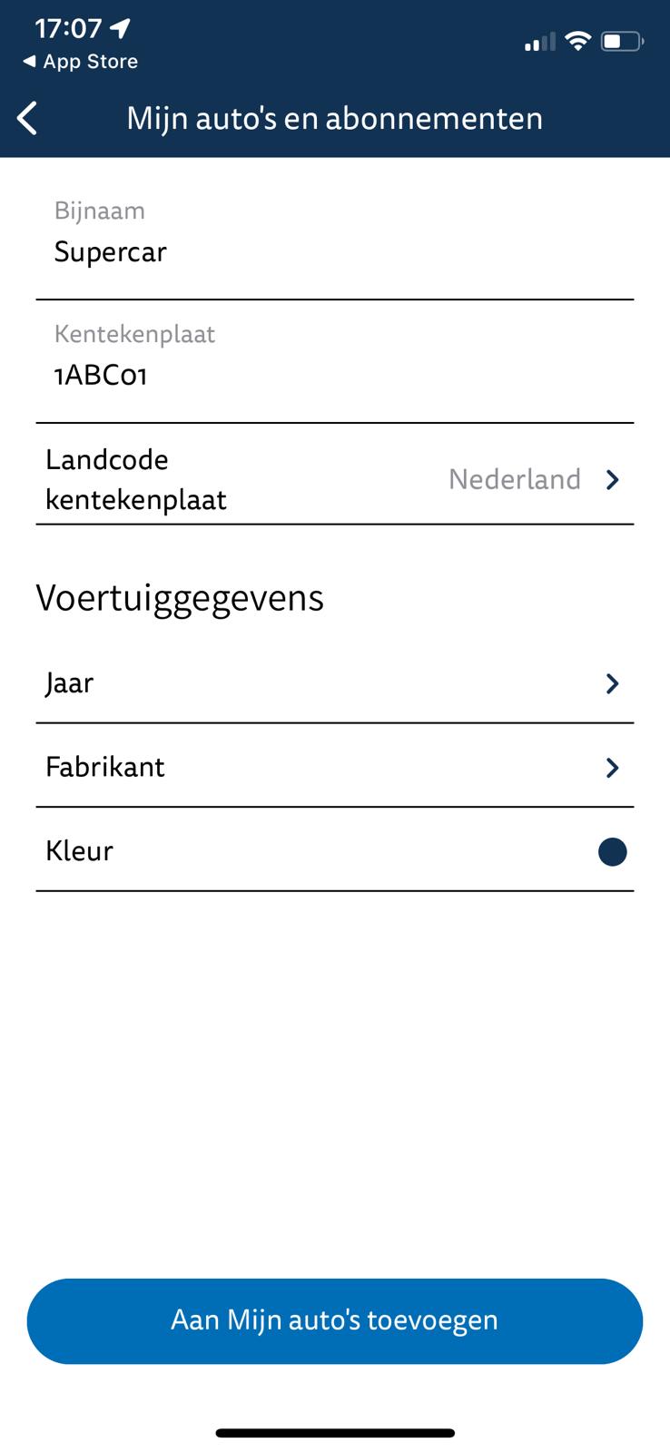 Voertuiggegevens invullen in EasyCarWash Pro
