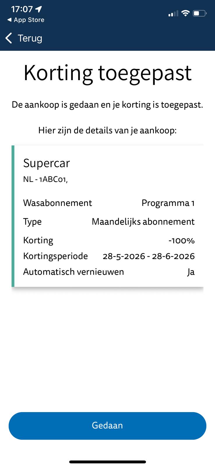 Korting toegepast in EasyCarWash Pro
