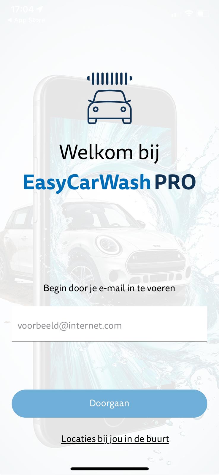 Beginscherm van EasyCarWash Pro